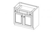 SLW-VSDB36 Slim Shaker White Vanity Sink Base Cabinet 36"W × 34 1/2"H × 21"D