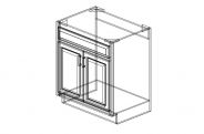 SW-SB30 Shaker White Sink Base Cabinet 30"W × 34 1/2"H × 24"D